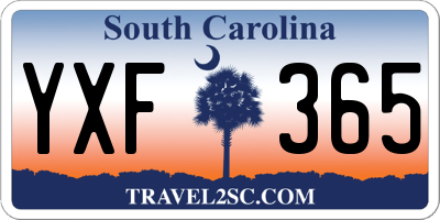 SC license plate YXF365