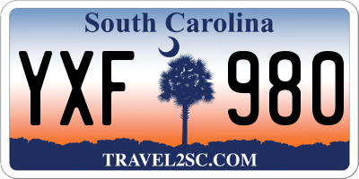 SC license plate YXF980