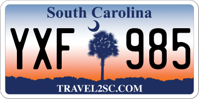 SC license plate YXF985