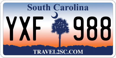 SC license plate YXF988