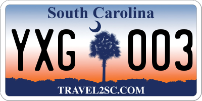 SC license plate YXG003