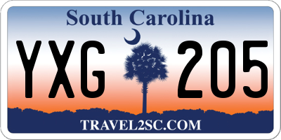 SC license plate YXG205