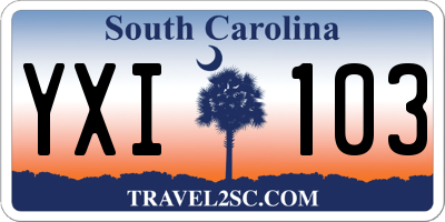 SC license plate YXI103