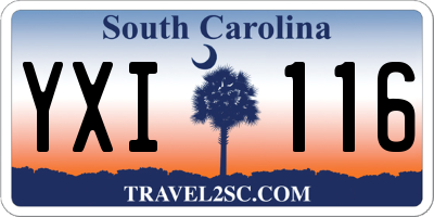 SC license plate YXI116