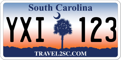 SC license plate YXI123