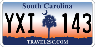 SC license plate YXI143