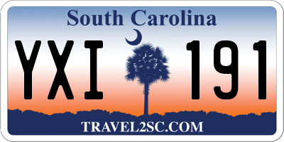 SC license plate YXI191