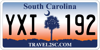 SC license plate YXI192