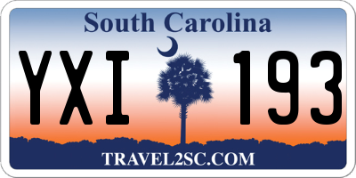 SC license plate YXI193