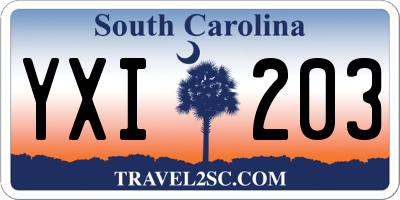 SC license plate YXI203