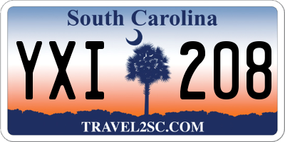 SC license plate YXI208