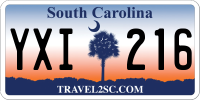 SC license plate YXI216