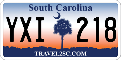 SC license plate YXI218