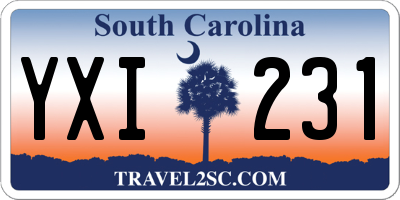 SC license plate YXI231