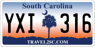 SC license plate YXI316