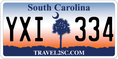SC license plate YXI334
