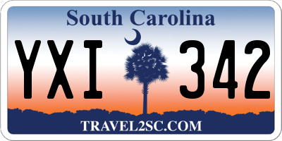 SC license plate YXI342