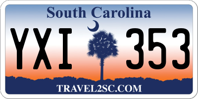 SC license plate YXI353