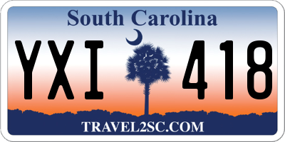 SC license plate YXI418