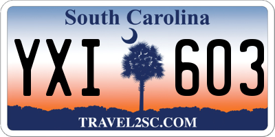 SC license plate YXI603