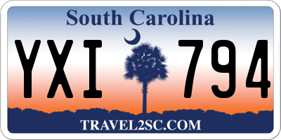 SC license plate YXI794