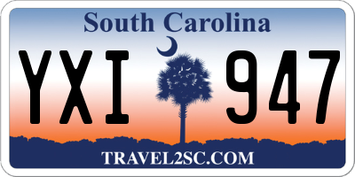 SC license plate YXI947