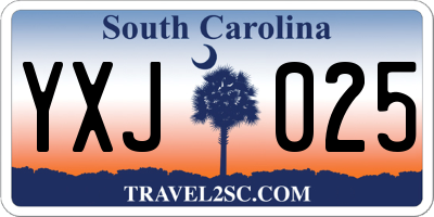 SC license plate YXJ025