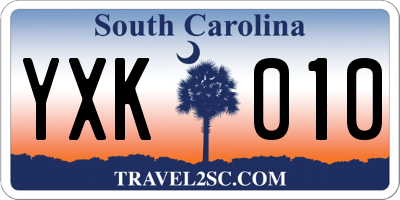 SC license plate YXK010
