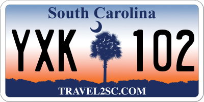 SC license plate YXK102