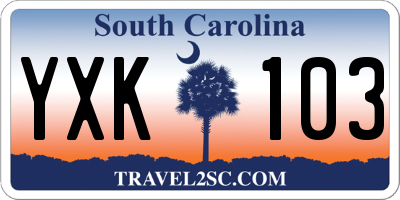 SC license plate YXK103