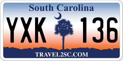SC license plate YXK136