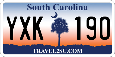 SC license plate YXK190