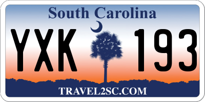 SC license plate YXK193