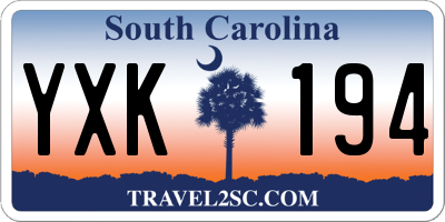 SC license plate YXK194