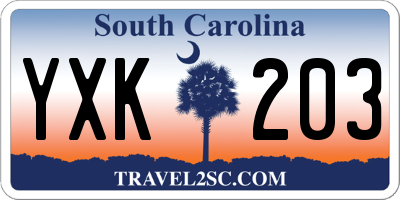 SC license plate YXK203