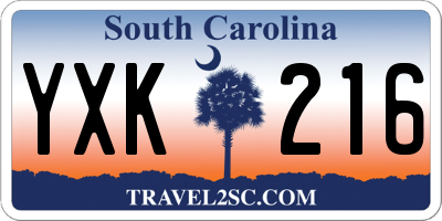 SC license plate YXK216