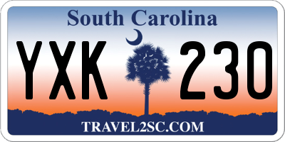 SC license plate YXK230
