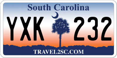 SC license plate YXK232