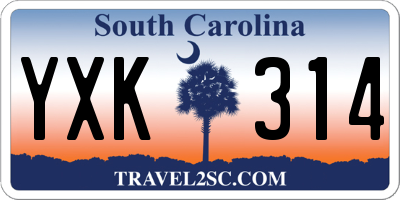 SC license plate YXK314