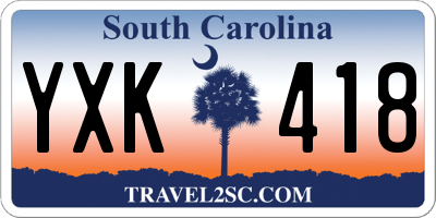 SC license plate YXK418