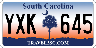 SC license plate YXK645