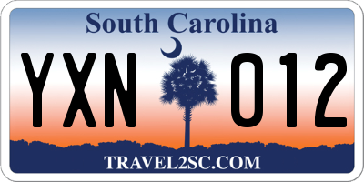 SC license plate YXN012