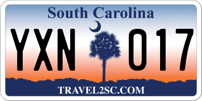 SC license plate YXN017