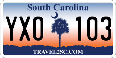 SC license plate YXO103