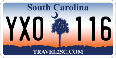 SC license plate YXO116