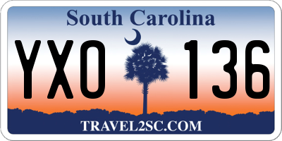 SC license plate YXO136