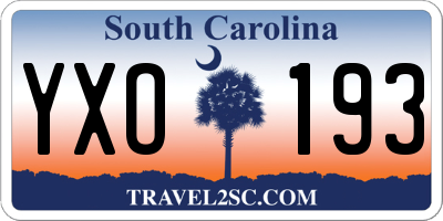 SC license plate YXO193
