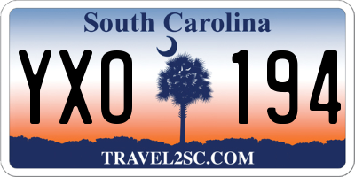SC license plate YXO194