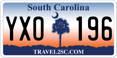 SC license plate YXO196