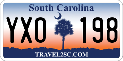 SC license plate YXO198